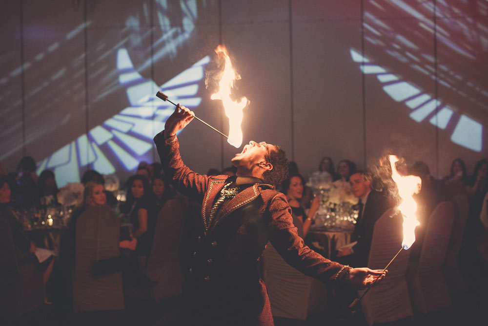 fire baton entertainer at wedding