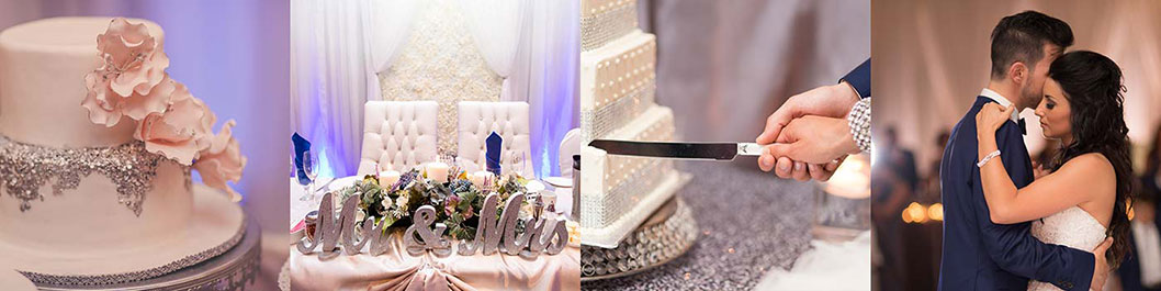 collage of wedding photos at Carmen's Banquet Centre in Hamilton