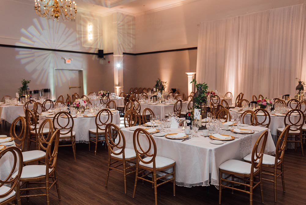 ivory and gold wedding reception decor at Carmen's