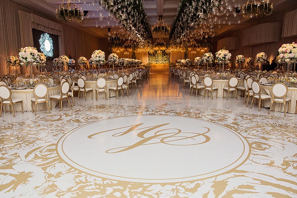 view of ballroom at luxury wedding at Carmen's